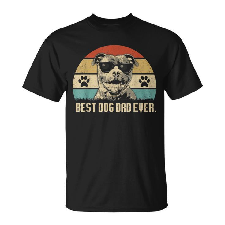 Mens Vintage Best Pitbull Dog Dad Ever Fathers Day T-Shirt