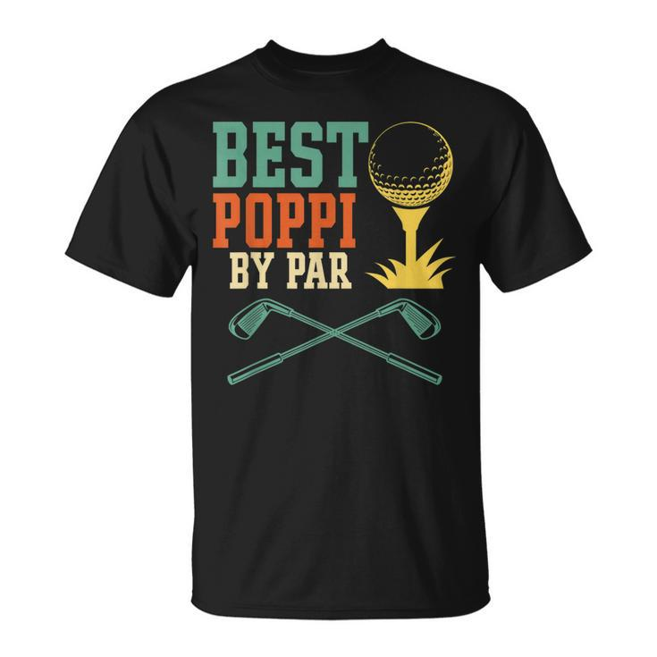 Mens Vintage Best Poppi By Par Disc Golf Dad Fathers Papa T-Shirt