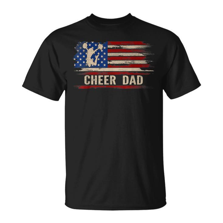 Vintage Cheer Dad American Usa Flag CheerleadingDance T-Shirt