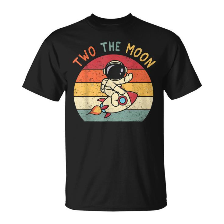 Vintage Cute Astronaut Two The Moon 2Nd Birthday Space Gift Unisex T-Shirt