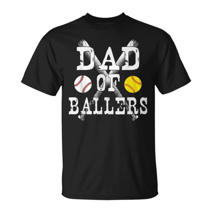 Vintage Dad Of Ballers T Baseball Softball Lover T-Shirt