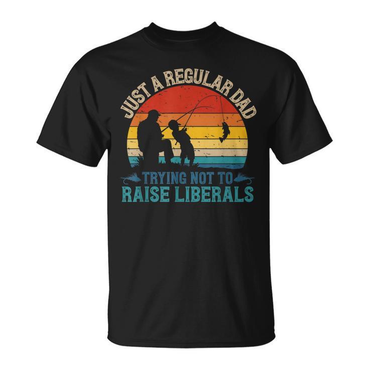 Mens Vintage Fishing Regular Dad Trying Not To Raise Liberals V2 T-Shirt