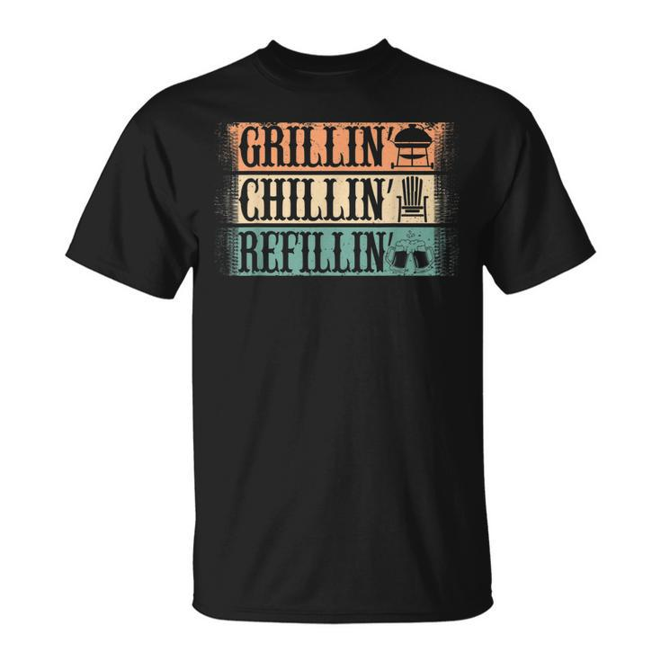 Vintage Grill Dad Grilling Chilling Refilling T-Shirt