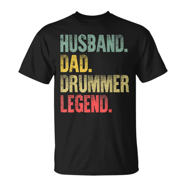 Mens Vintage Husband Dad Drummer Legend Retro T-Shirt