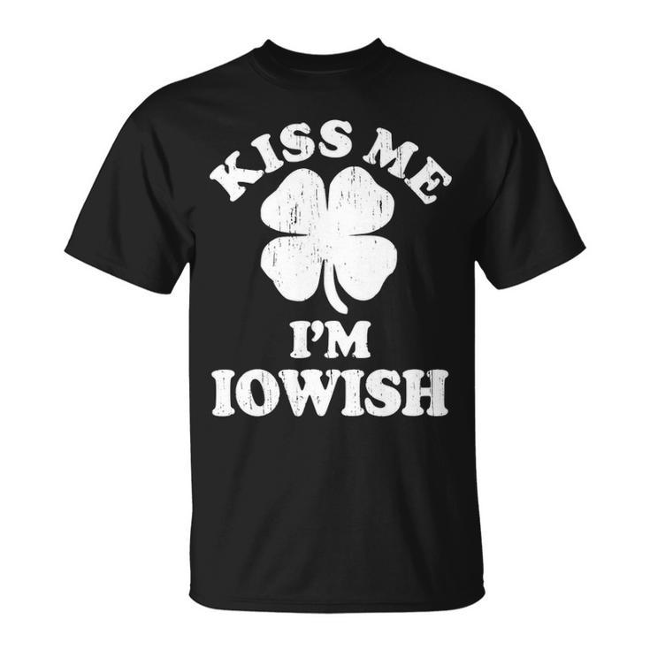 Vintage Kiss Me Im Iowish Shamrock Funny St Patricks Day Unisex T-Shirt