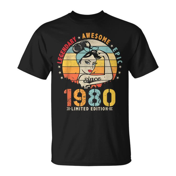 Vintage Legendary Awesome Epic Since 1980 Retro Birthday T-shirt
