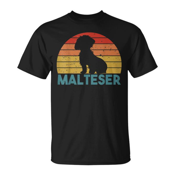 Vintage Malteser Hunde Hunderasse Hundeliebhaber Hund T-Shirt