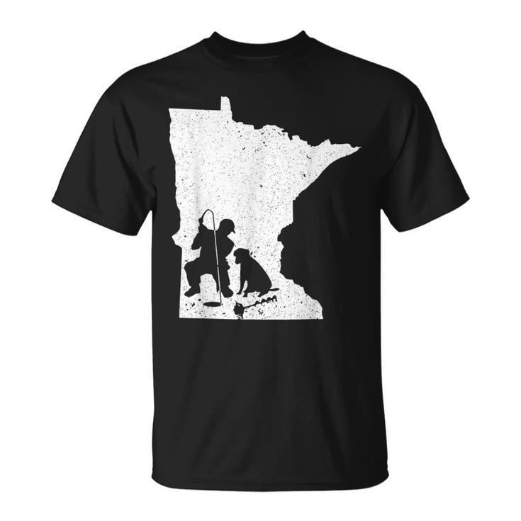 Vintage Minnesota Ice Fishing & Dog Dad T-Shirt
