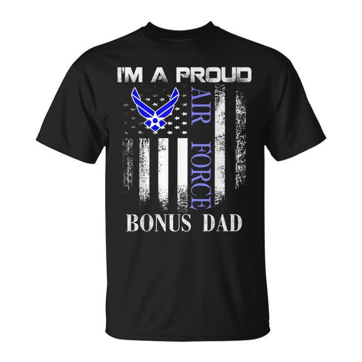 Vintage Im A Proud Air Force Bonus Dad With American Flag T-Shirt
