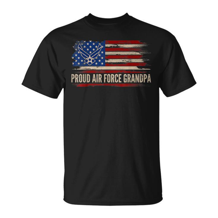 Vintage Proud Air Force Grandpa American Flag Veteran T-Shirt