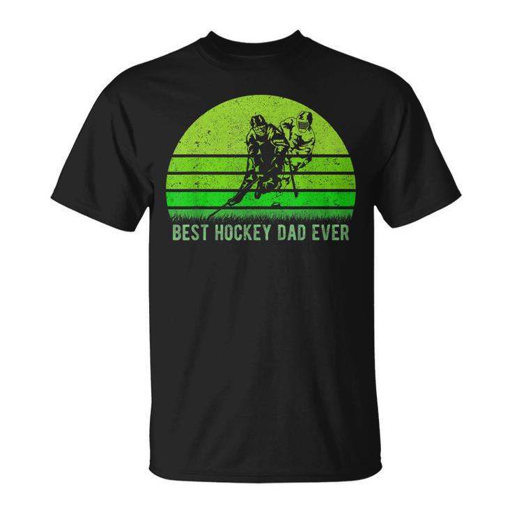 Vintage Retro Best Hockey Dad Ever Funny DadFathers Day Gift For Mens Unisex T-Shirt