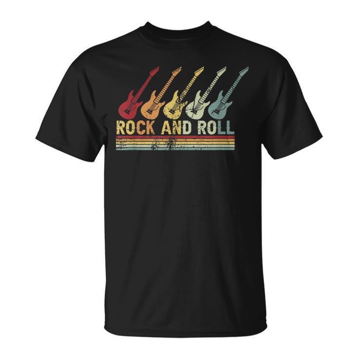 Vintage Retro Rock And Roll Guitar Music Unisex T-Shirt | Mazezy