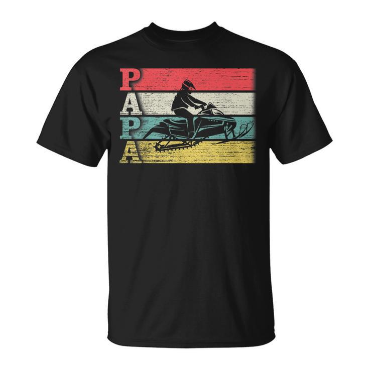 Vintage Retro Snowmobile Papa Snowmobiling Silhouette T-Shirt