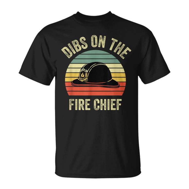 Vintage Retro Sunset Fire Fighters Dibs On The Fire Chief T-Shirt