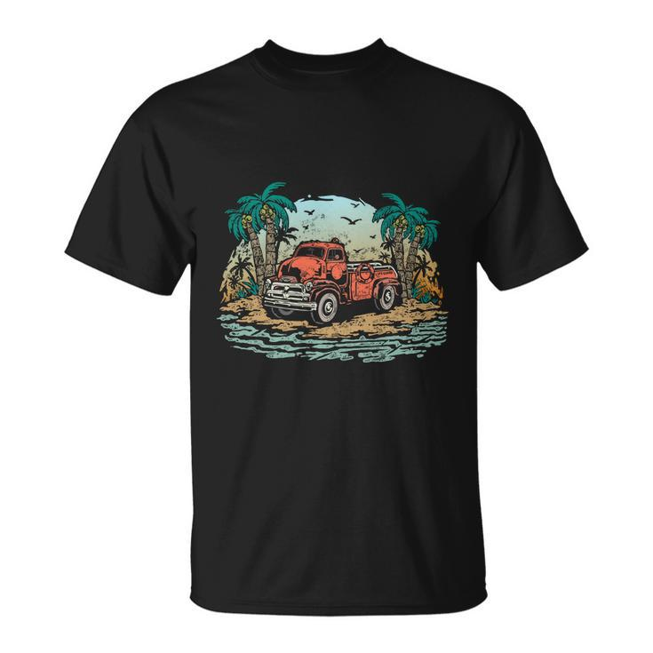 Vintage Summer Beach Lifeguard Car Unisex T-Shirt