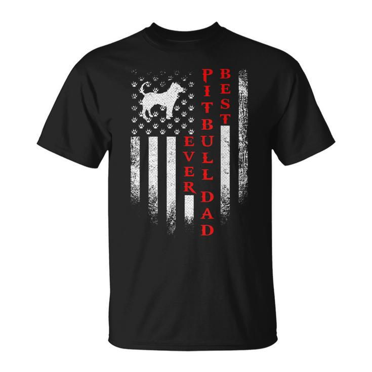 Vintage Usa American Flag Best Pit Bull Pitbull Dog Dad Ever Gift For Mens Unisex T-Shirt