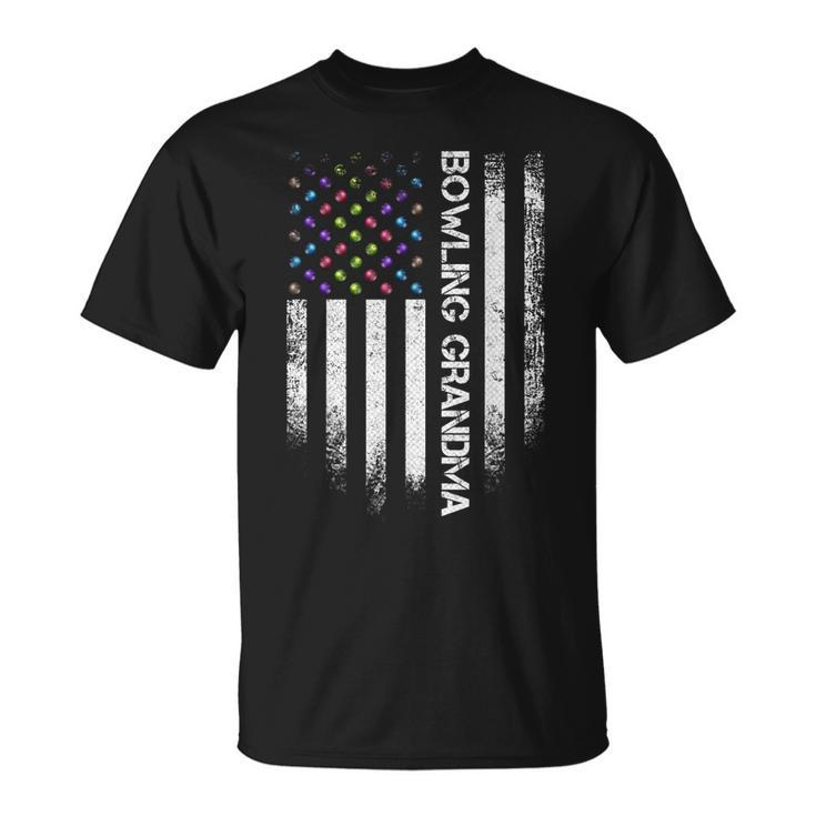 Vintage Usa American Flag Bowling Grandma Bowler Distressed Unisex T-Shirt