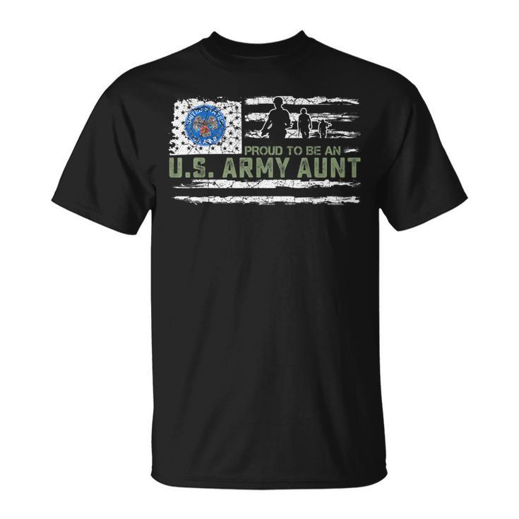 Vintage Usa American Flag Proud To Be An Army Aunt Military Unisex T-Shirt