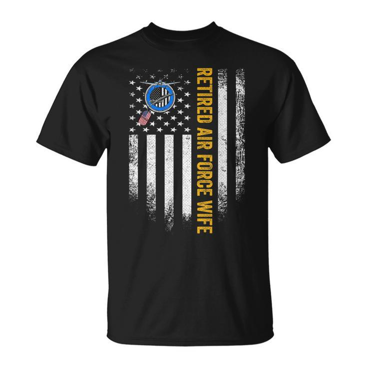 Vintage Usa American Flag Retired Us Air Force Veteran Wife T-shirt