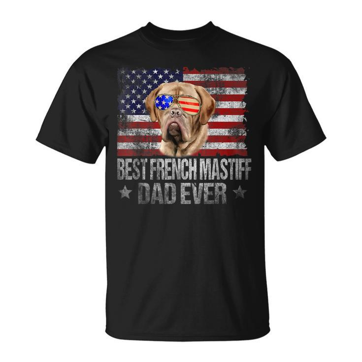 Vintage Usa Best French Mastiff Dad Ever American Flag T-Shirt