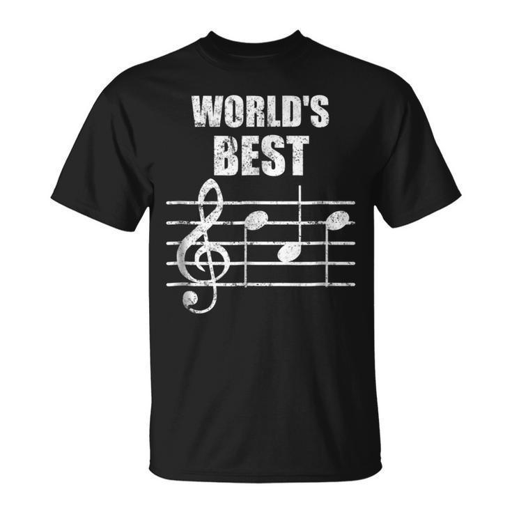 Vintage Worlds Best Dad Treble Clef Musician Funny Unisex T-Shirt