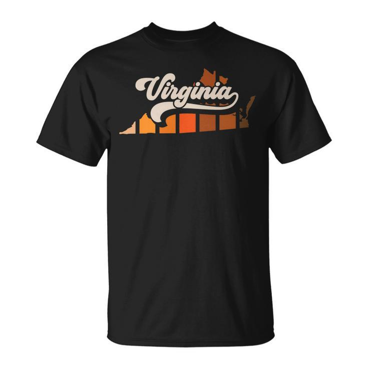Virginia Vintage Retro 70S Style Stripe State Silhouette   Unisex T-Shirt
