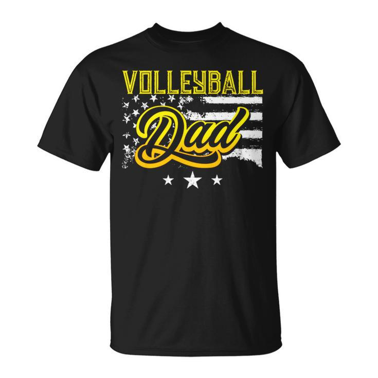 Volleyball Dad American Flag Unisex T-Shirt