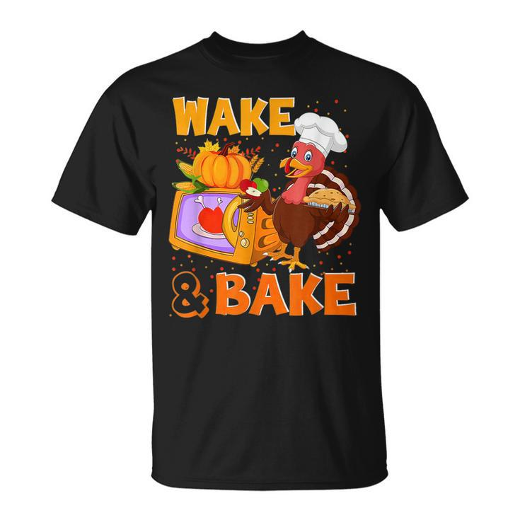 Wake Bake Turkey Feast Meal Dinner Chef Thanksgiving T-Shirt
