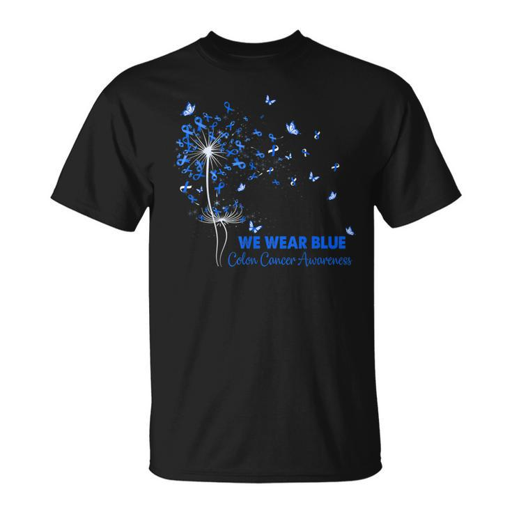 We Wear Bluecolon Cancer Awareness Butterfly  Unisex T-Shirt