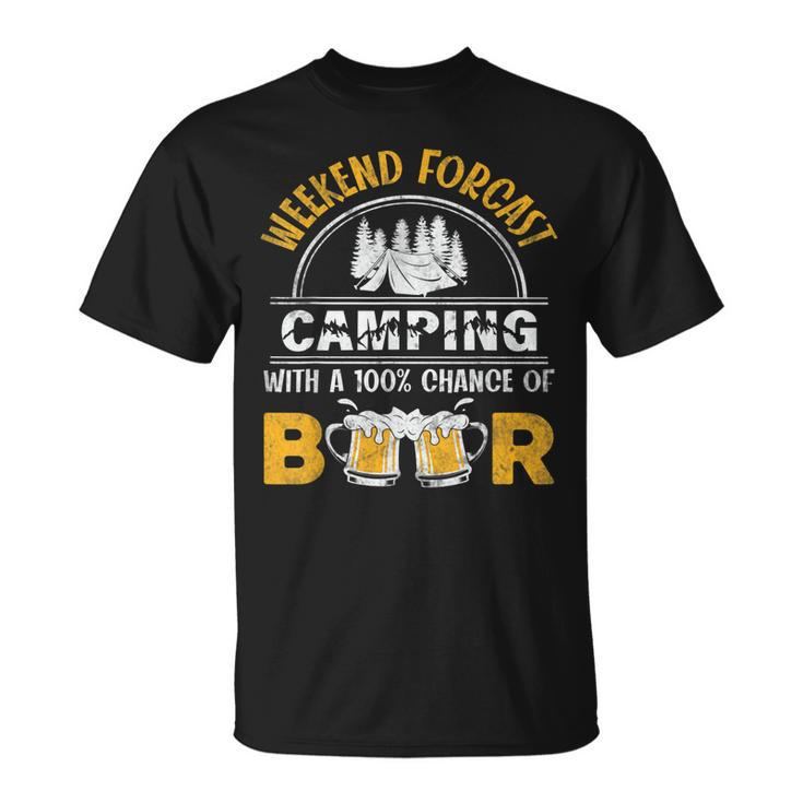Weekend Forcast Camping With A 100 Chance Of Beer Vintage  Unisex T-Shirt