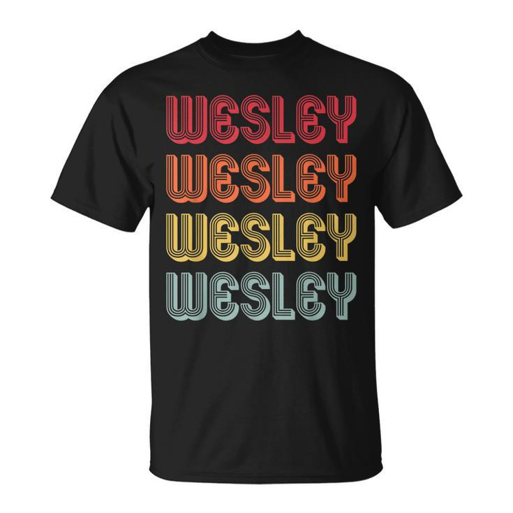 Wesley Name Personalized Retro Vintage Birthday T-Shirt