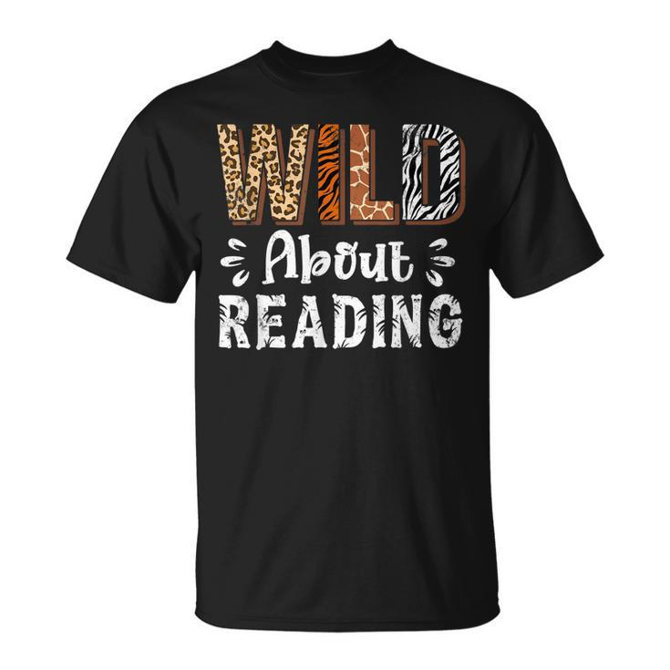 Wild About Reading Books Reader Lover Animals Leopard Zebra  Unisex T-Shirt