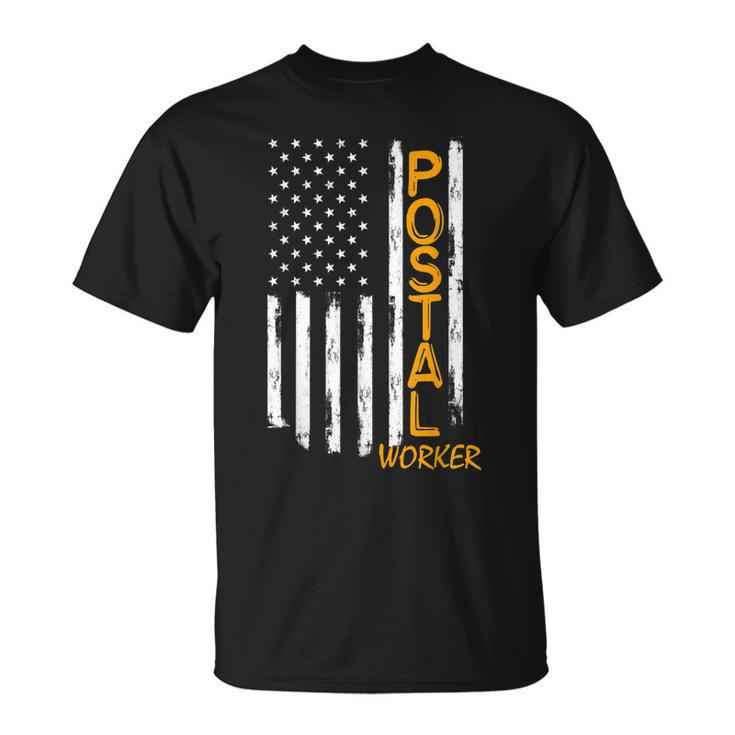 Worker American Distressed Flag Us Postal Service T-shirt