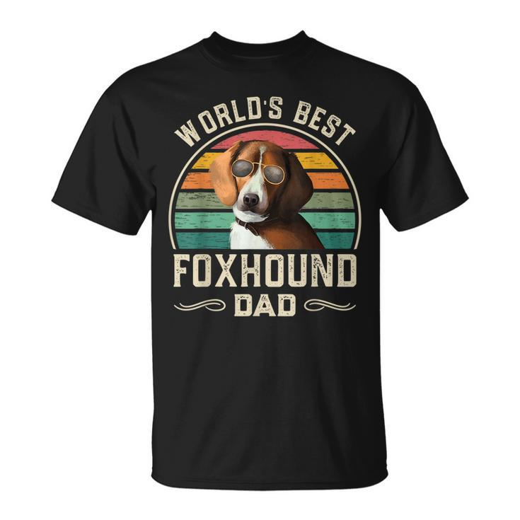 Mens Worlds Best Foxhound Dad Vintage American Foxhound Dog Dad T-Shirt
