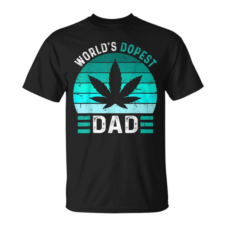 Worlds Dopest Dad Cannabis Marijuana Weed Funny Fathers Day Unisex T-Shirt