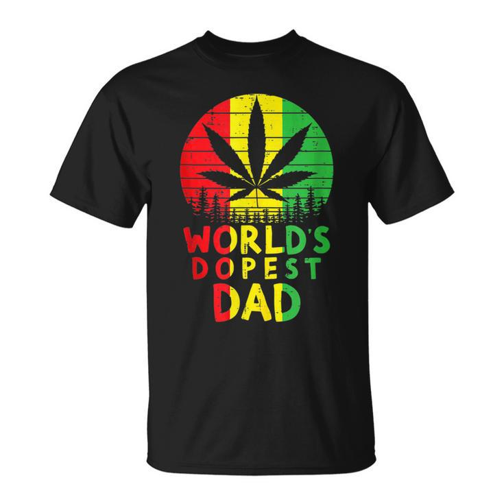 Worlds Dopest Dad Funny Weed Cannabis Stoner Unisex T-Shirt