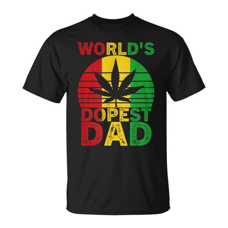 Worlds Dopest Dad Vintage Weed Leaf Cannabis Marijuana Unisex T-Shirt