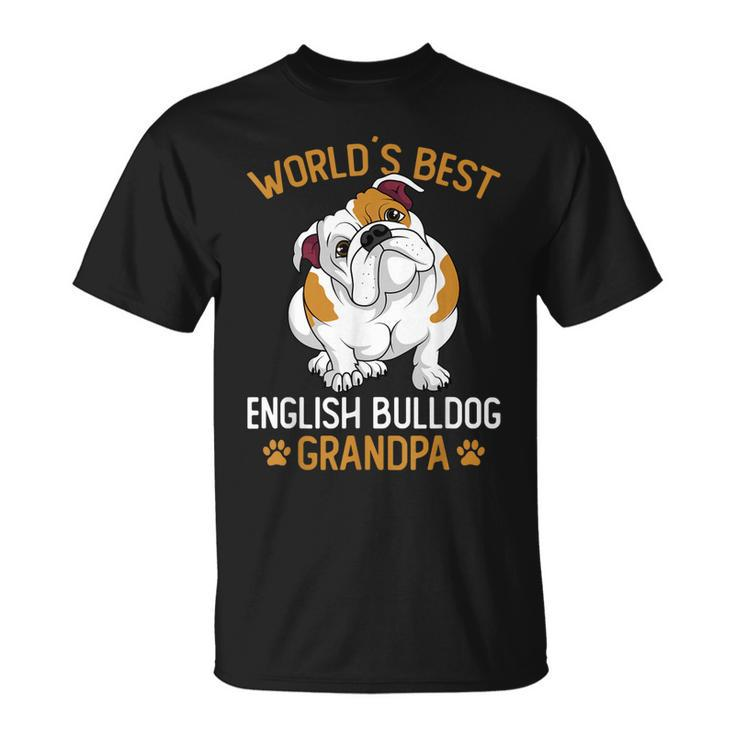 Mens World´S Best English Bulldog Grandpa Dog Owner Men T-Shirt