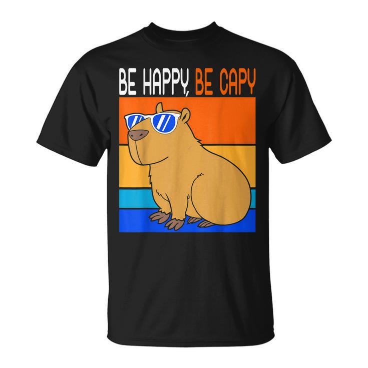 Zoo Animal Retro Rodent Funny Capybara Be Happy Be Capy  Unisex T-Shirt