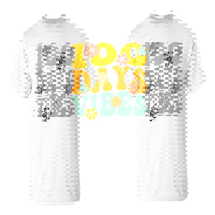 100 Days Of School Vibes 100Th Day Of School Retro GroovyT-shirt