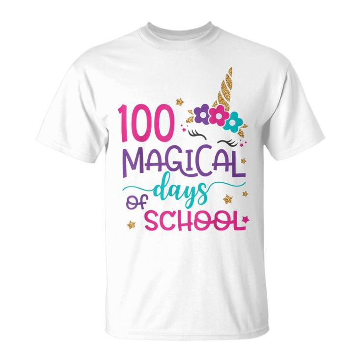 100 Magical Days Of School Unicorn Face 100Th Day Of School T-shirt