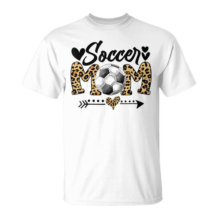Soccer Mom Heart Leopard Mom Grandma Mothers Day Unisex T-Shirt
