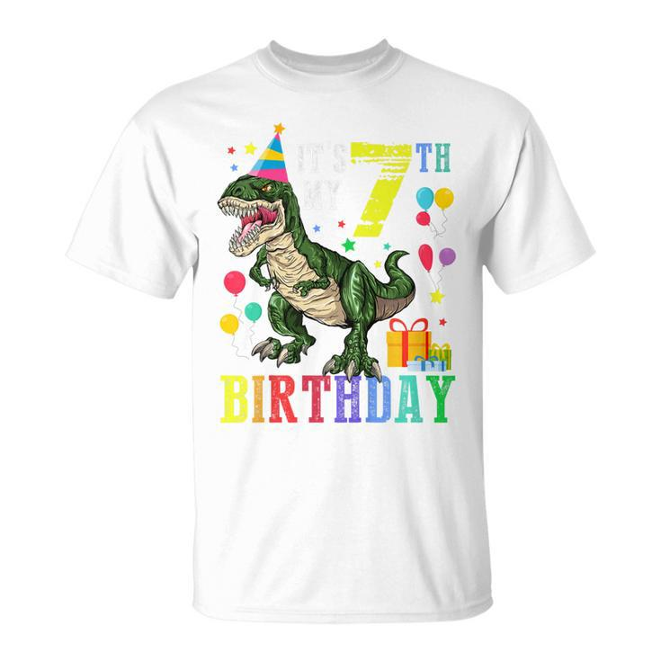 7 Year Old 7Th Birthday Boy Rex Dinosaur T-shirt