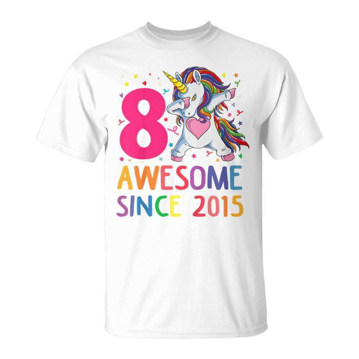 8 Years Old Unicorn Flossing 8Th Birthday Girl Unicorn Party T-shirt