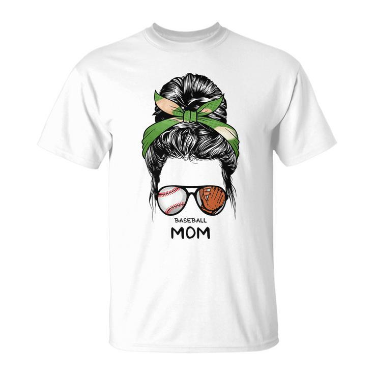 Baseball Mom Messy Bun Mom Life Mothers Day Unisex T-Shirt