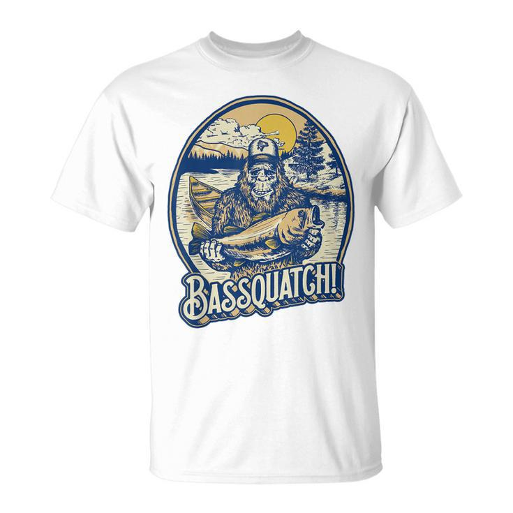 Bassquatch Bass Fisherman Sasquatch Funny Bigfoot Fishing  Unisex T-Shirt