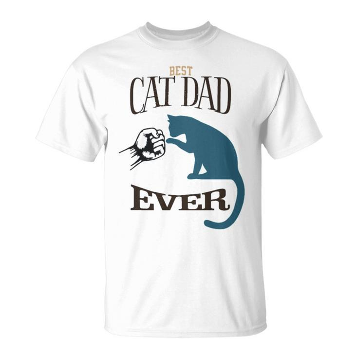 Best Cat Dad Ever Fist Bump Blue Cat Personalized Cat Dad Unisex T-Shirt