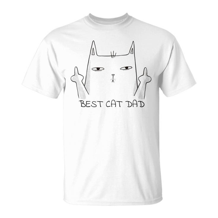 Best Cat Dad Middle Finger Cat Men's Back Print T-shirt