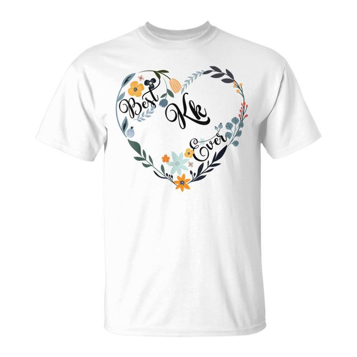 Best Kk Ever Heart Flower Blessed Grandma Mothers Day Unisex T-Shirt