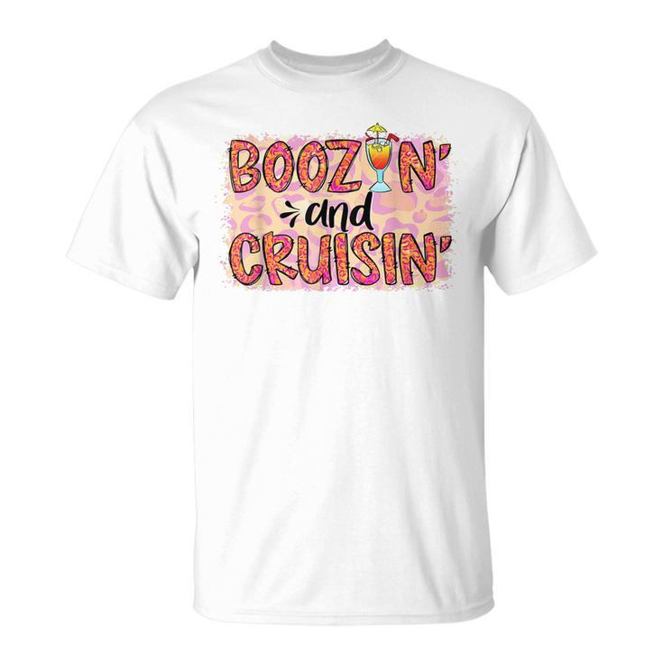 Boozin And Cruisin Leopard Cruise Vacation Trip  Unisex T-Shirt